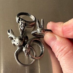 Silver Animal-Themed Rings Set